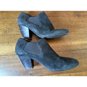 Van Eli Jody Women's Grey Suede Slip On Chelsea Ankle Boots SZ 7.5 M Heels Shoes